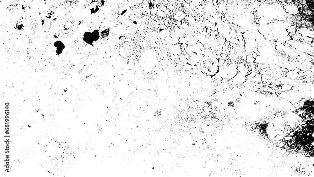 Black and white texture in art style. Fantastic monochrome background. Pattern from the chaos of dots, spots, lines, cracks. Grunge dark surreal