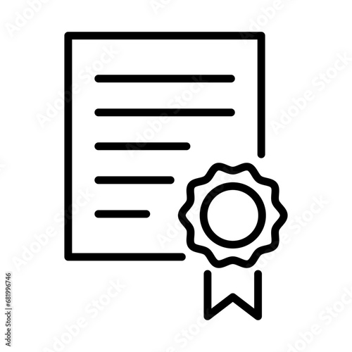 Black single warranty document icon, simple award text paper flat design vector pictogram, infographic vector for app logo web website button ui ux interface elements isolated on white background
