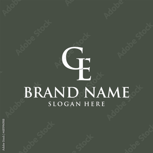 Monogram letter GE logo design template, and marketing logos, element graphic illustration template