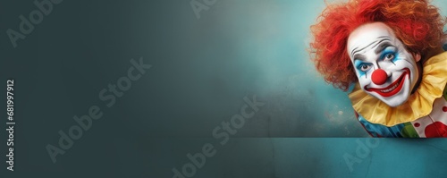Banner with free copy space for text - clown with smile. photo