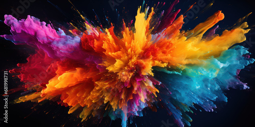 Canvas alive with a burst of colorful paint splashes