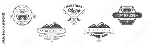 Mountain Camping Club Label and Emblem Vector Set