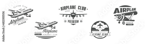Airplane Flying Club Label and Emblem Vector Set