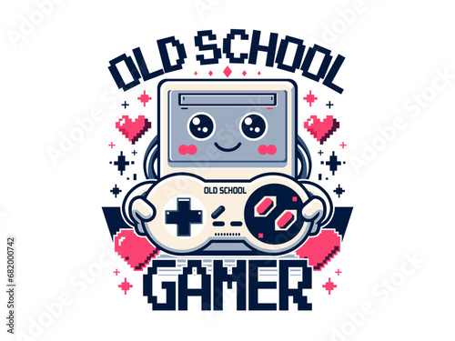 old school gamer creative tshirt idea game lifestyle typography vector illustration sweatshirt clothing