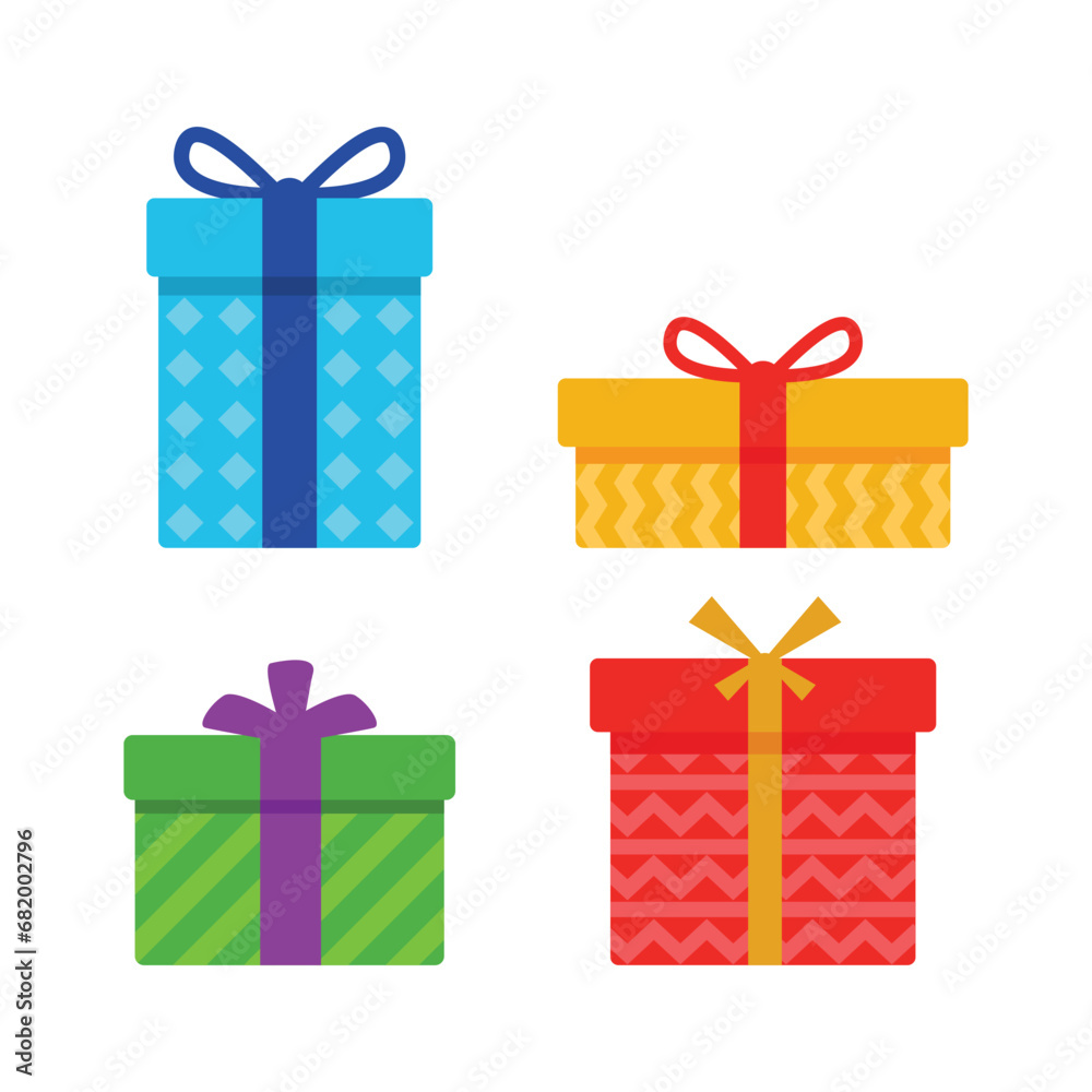 Fototapeta premium 2. Colorful gift boxes set on a white background. Stock Vector Illustration. Flat design style