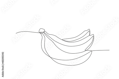 Single one line drawing sliced healthy organic three banana. Fresh tropical fruitage concept for fruit garden icon. Modern continuous line graphic draw design vector illustration