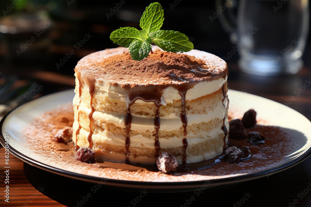 Tiramisu Dessert on a Plate. Generative Ai Tiramisu Dessert on a Plate. Generative Ai