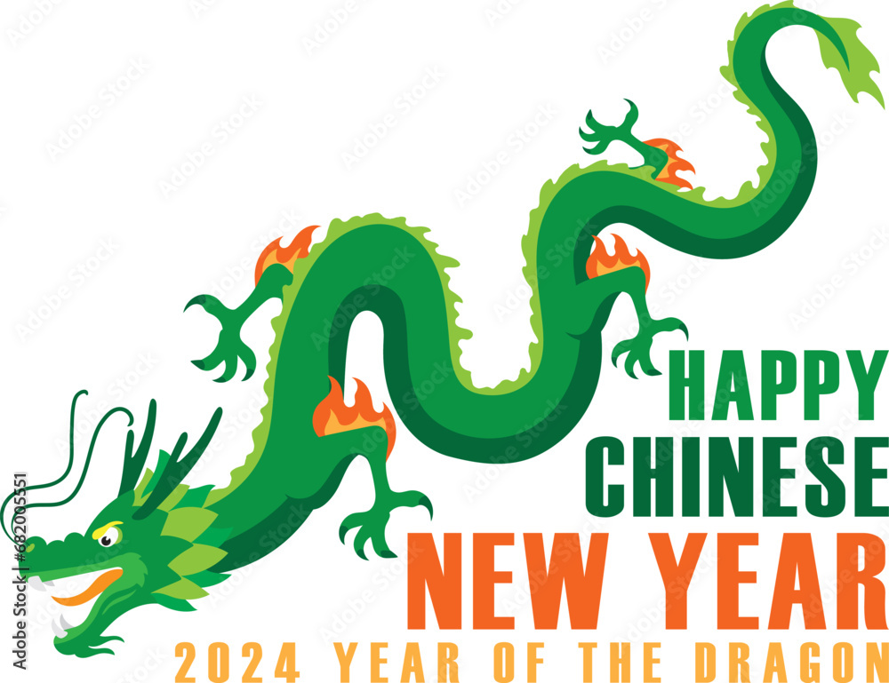 Fototapeta premium illustration vector image of happy new year 2024 year of the dragon