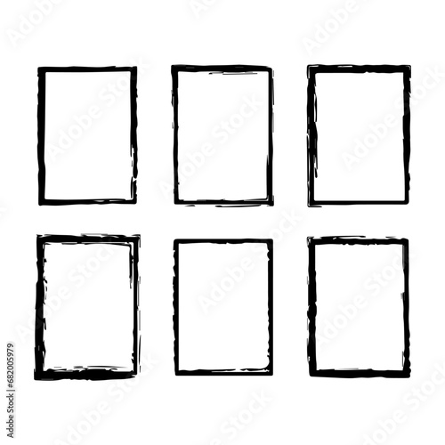 Grunge frame set. Grunge black border collection. Grunge style frames on white background - stock vector.