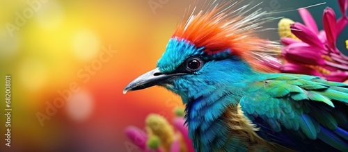 In the background of the lush nature, a colorful bird with vibrant feathers thrived, symbolizing the beauty of wildlife and the importance of conservation efforts to protect its delicate wings in the