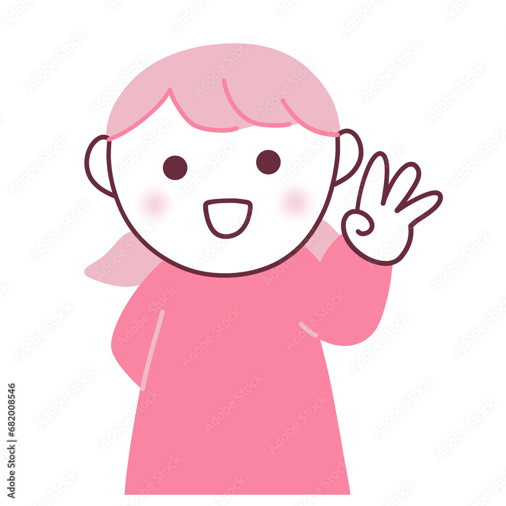 3本指を立てる女の子 3本指を立てる女の子