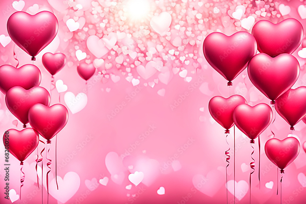 Valentine day background and texture with pink,red, heart,rose. Love concept. Valentine day banner design.