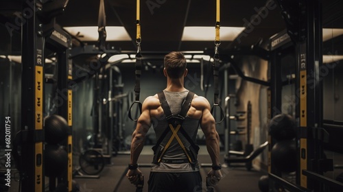 A man doing TRX rows, his back muscles contracting, highlighting the importance of back strength and proper form in resistance training.