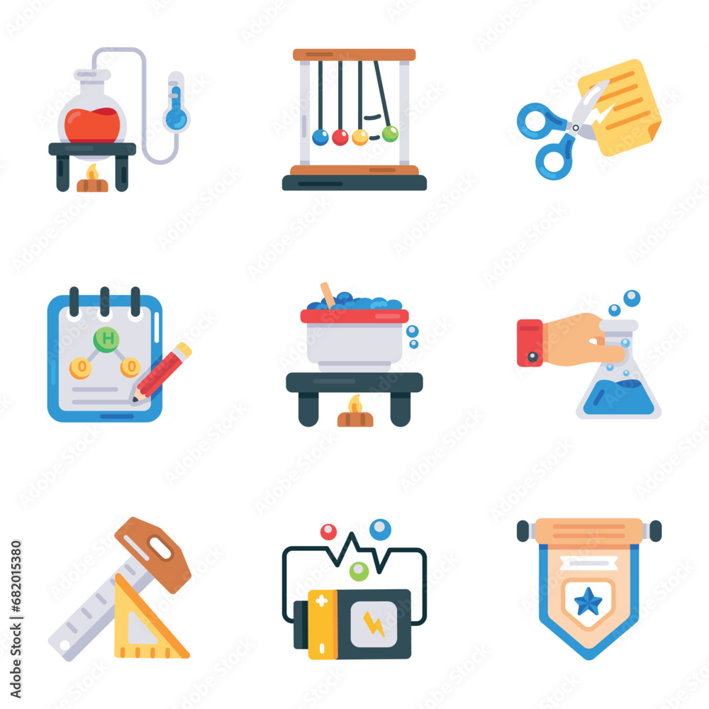 Bundle of School and Lab Accessories Flat Icons
Bundle of School and Lab Accessories Flat Icons