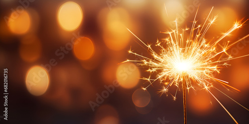 A sparkler with a blurry background,, Celebratory Sparklers Radiant Bokeh Patterns Generative Ai