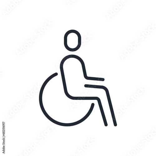 Disabled handicapped person editable stroke outline icon isolated on white background flat vector illustration. Pixel perfect. 64 x 64.