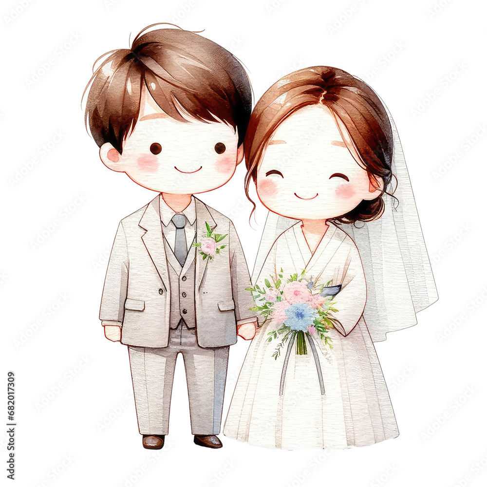watercolor cute wedding couple clipart watercolor cute wedding couple clipart