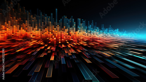 Technology abstract background. Digital line dot and colorful bokeh. Graphic design. Generative ai
