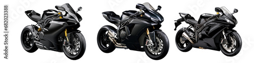 Sport Motorcycles in Various Angles on Transparent Background photo