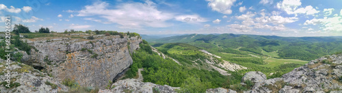 Mangup-Kale cave city, sunny day. Mountain view from the ancient cave town of Mangup-Kale in the Republic of Crimea, Russia. Bakhchisarai. © Виктория Балобанова