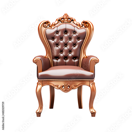 European style wooden chair on transparent background, white background, isolated, stool illustration