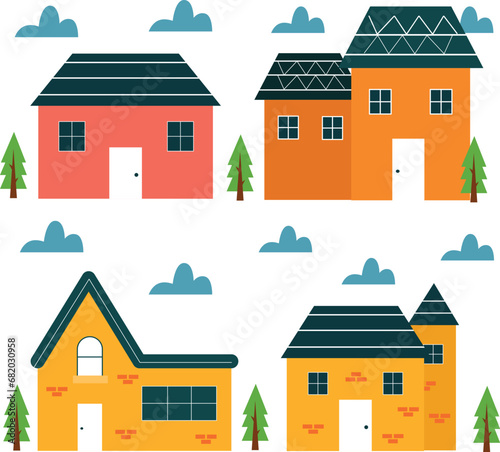 simple flat 4 set house 