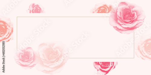 Rose flowers halftone screen pink colors vector illustration have blank space. Valentine's day greeting card template.