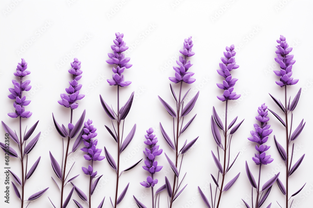 Naklejka premium sprigs of fresh lavender on a white background