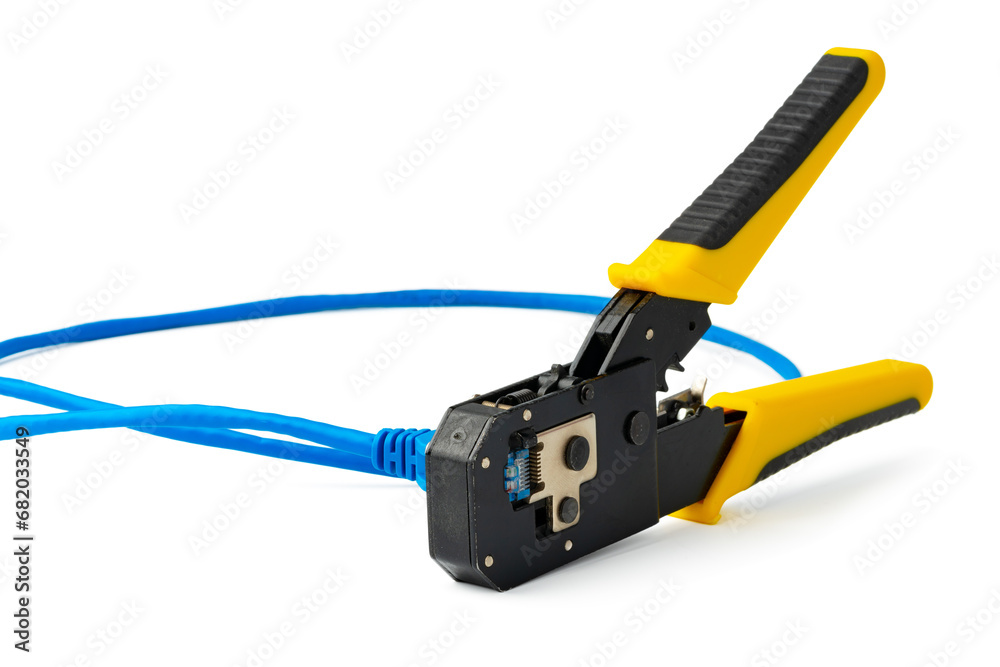 Cutting pliers cut electric cable close up Cutting pliers cut electric cable close up