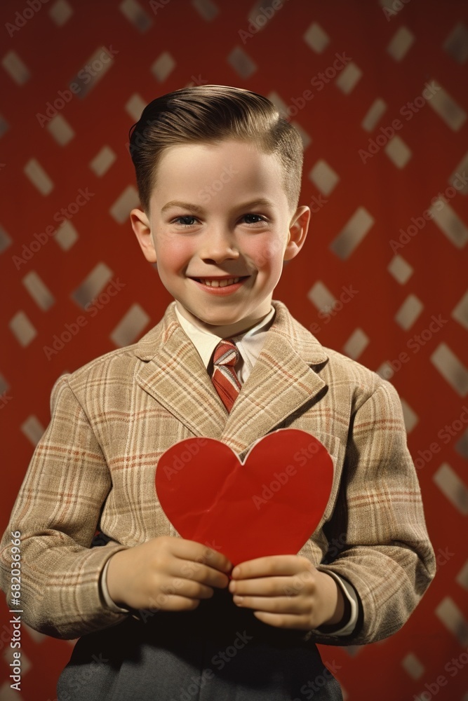 Happy little boy with red hearts on Valentine's Day. Happy little boy with red hearts on Valentine's Day.