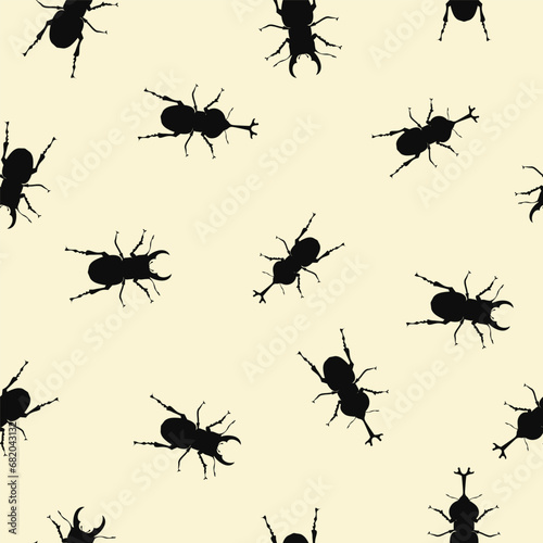 vector illustration of horn beetle seamless pattern © B_1_3