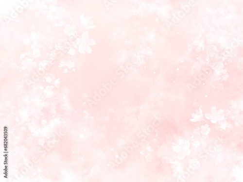 ピンクの水彩テクスチャ背景桜入り背景