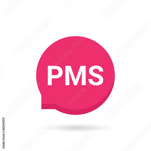 pink pms bubble like premenstrual syndrome. flat cartoon style trend modern simple logotype graphic art design web element isolated on white background. concept of monthly health status of women