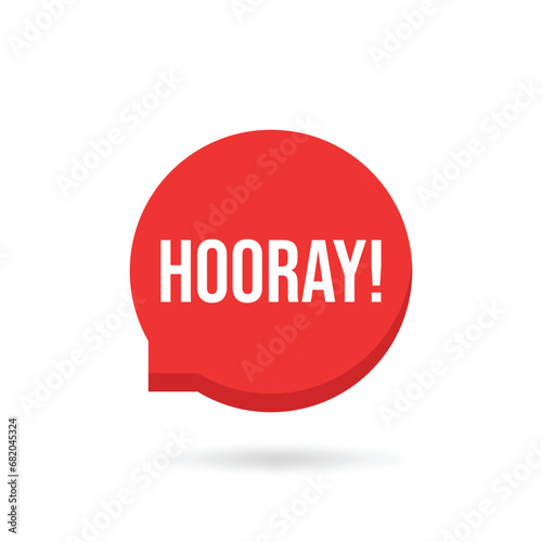 red hooray bubble like yay speech. concept of exclamation or whoop of delight and positive expression. flat cartoon style trend modern logotype graphic design element isolated on white background