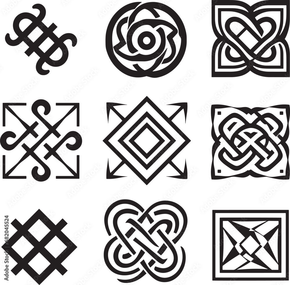 celtic elements ornaments knots icon set celtic elements ornaments knots icon set