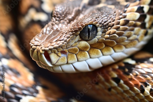 Close up photo of an adult snake's head
