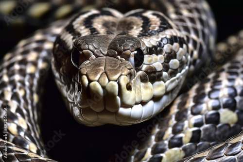 Close up photo of an adult snake's head