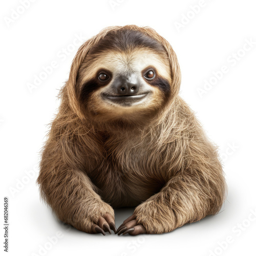 A Sloth full shape realistic photo on white background © wai
