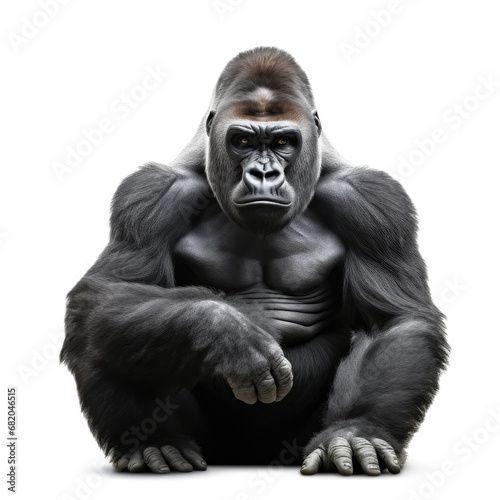 A Gorilla full shape realistic photo on white background © wai