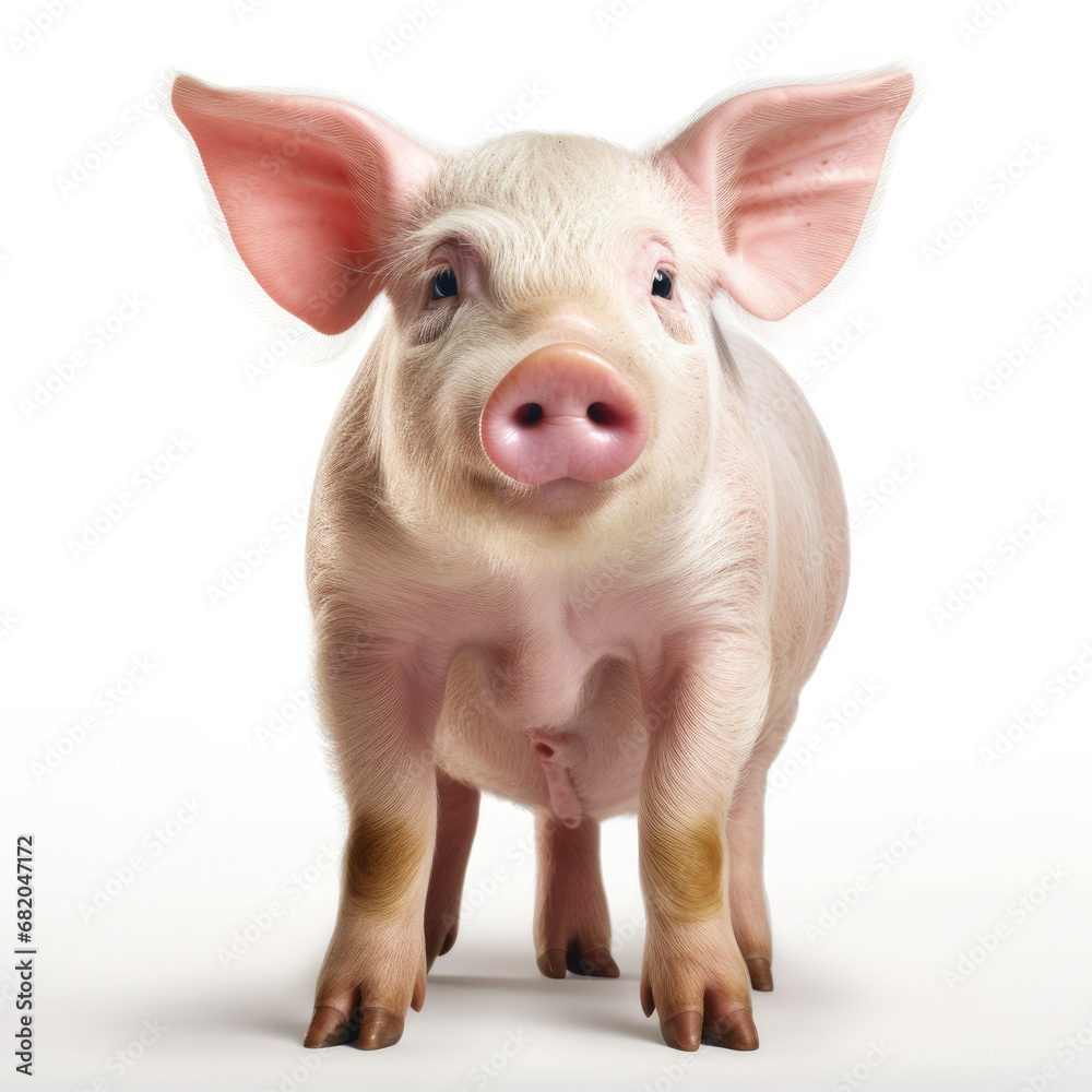 A Pig full shape realistic photo on white background A Pig full shape realistic photo on white background