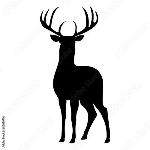 Silhouette of a deer with beautiful antlers on a white background, vector illustration