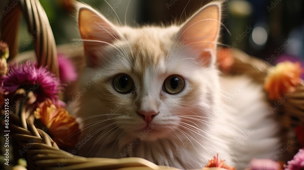 Cute kitten sitting in a basket Cute kitten sitting in a basket