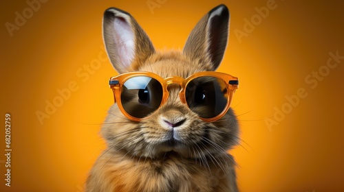 Cute rabbit wearing sunglasses