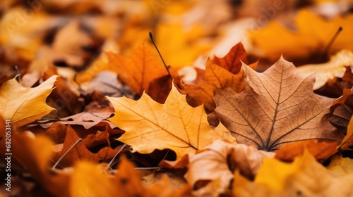  a group of yellow and brown leaves laying on top of a pile of brown and yellow leaves on the ground next to each other on top of a pile of brown and yellow and brown leaves.