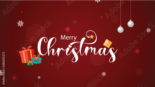 Vector illustration Merry Christmas with gifts and shandler  Banner Template