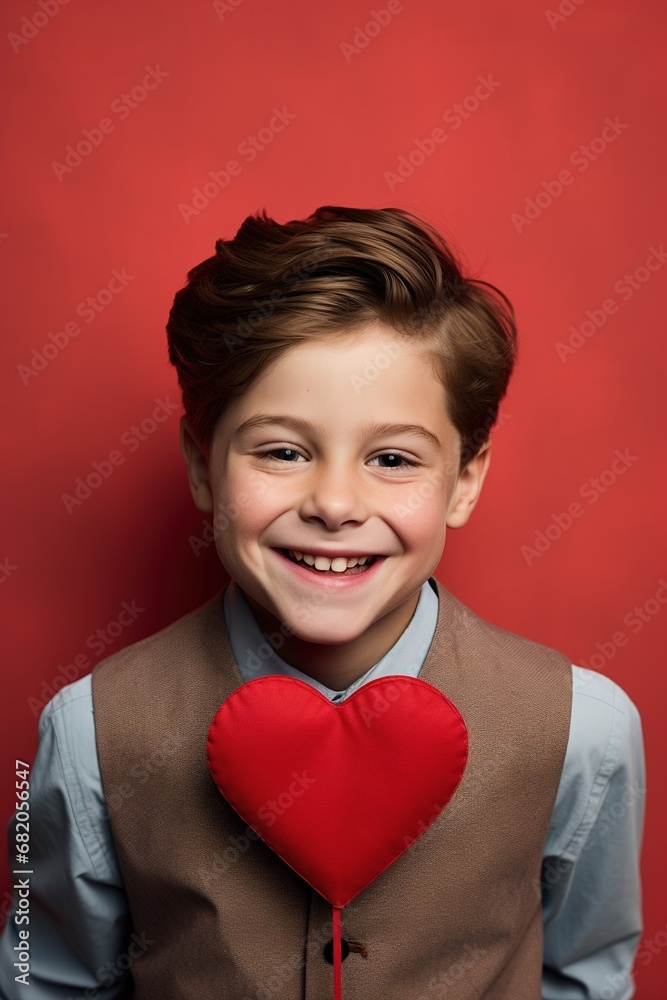 Happy little boy with red hearts on Valentine's Day. Happy little boy with red hearts on Valentine's Day.
