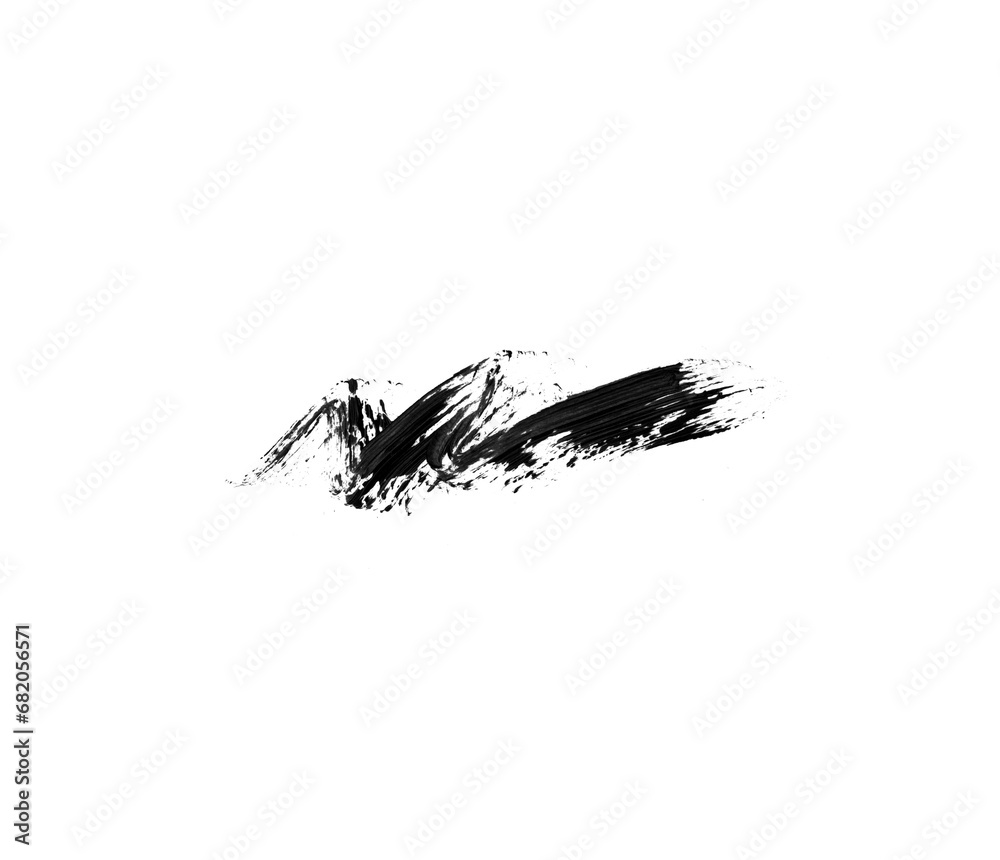 Obraz premium black acrylic ink brush stroke smear splatter on transparent png background
