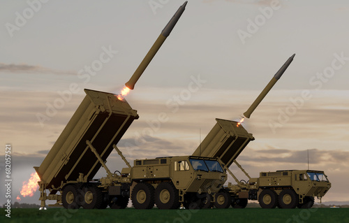 Foto Long-range air and missile defence system in firing mode