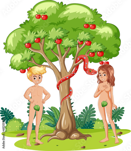 Adam and Eve: Cartoon Characters in the Garden