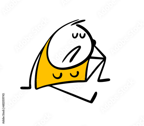 Tired woman has closed her eyes and is sitting on the floor without strength Vector illustration of a mother in need of psychological and physical help and support.
